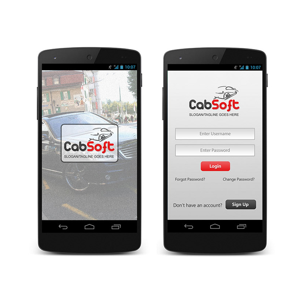 mobile app design for cab taxi app