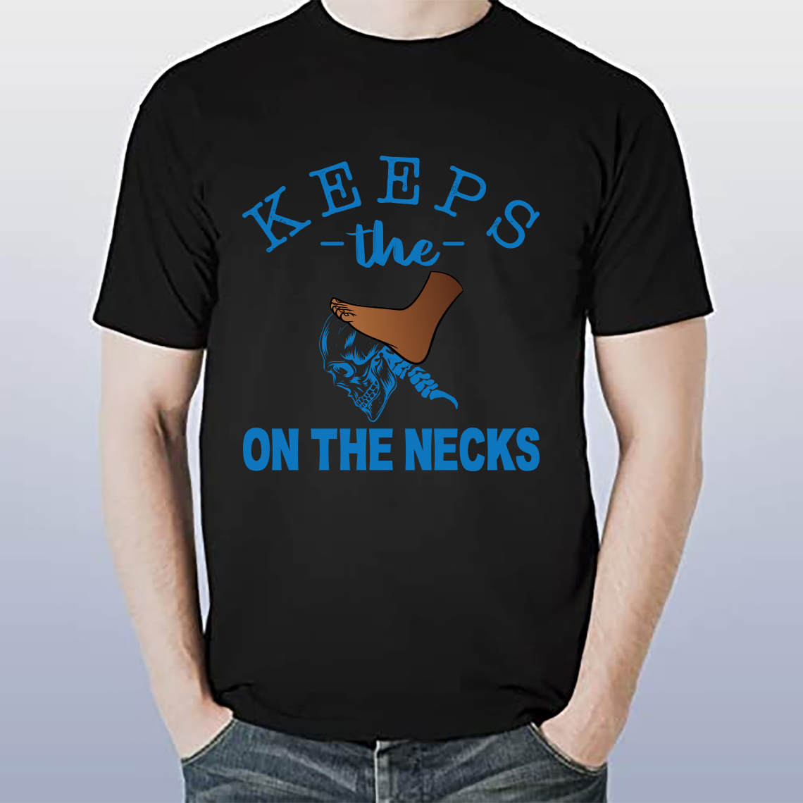 T shirt design keeps the foot on the neck