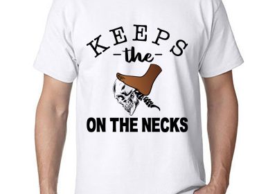 t shirt design keeps the foot on the neck