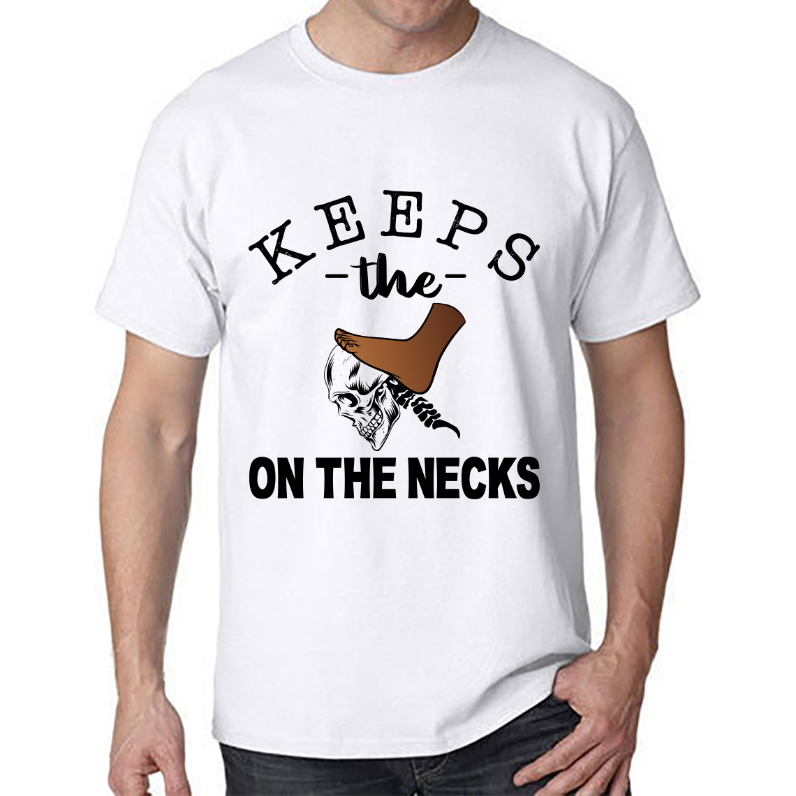 T shirt design keeps the foot on the neck