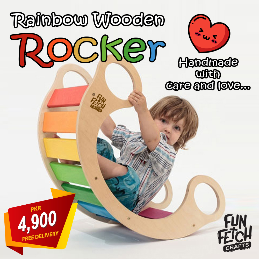 social media post design for wooden toy Rocker